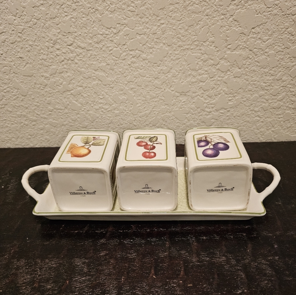 Cascara Charm by Villeroy & Boch Ceramic Pot Jam Jars Set & Tray - Picture 7 of 16